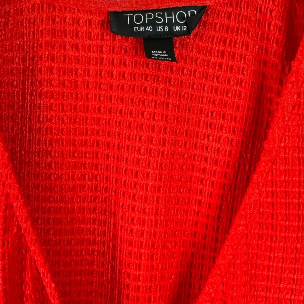 Topshop Red V Neck long sleeve dress - Picture 3 of 3